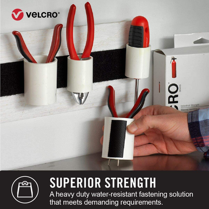 VELCRO Brand Heavy Duty Tape with Adhesive | 15 Ft x 2 In | Holds 10 lbs, Black | Industrial Strength Roll, Cut Strips to Length | Strong Hold for Indoor or Outdoor Use