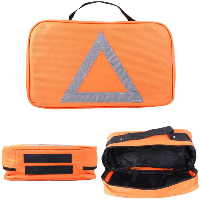 Emergency Roadside Assistance Safety Kit - First Aid Kit, Jumper Cables, LED Warning Light, Work Gloves, Tools and More