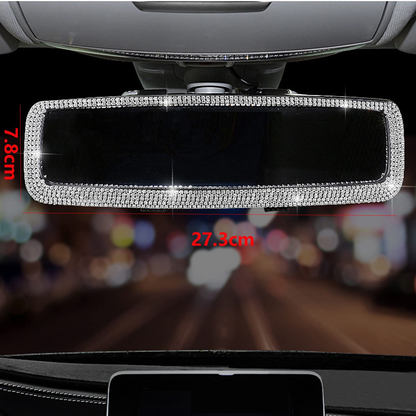 WedFeir Bling Rhinestone Car Rear View Mirror, Car Rear View Mirror with Crystal Diamonds Bling Rhinestones Car Rear View Mirror for Women,Car Interior Trim. (Sliver)