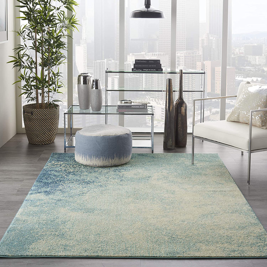 Nourison Passion Bohemian Abstract Navy/Light Blue 3'9" x 5'9" Area Rug, (4' x 6')