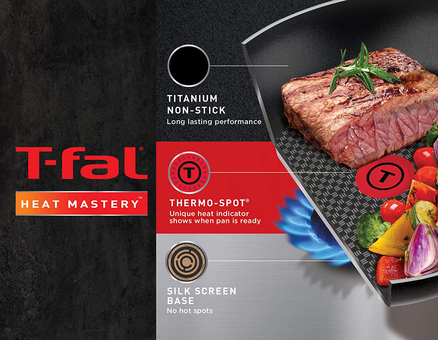 T-fal Initiatives Nonstick Fry Pan Cookware Set, 8 & 10.5 inch, Black
