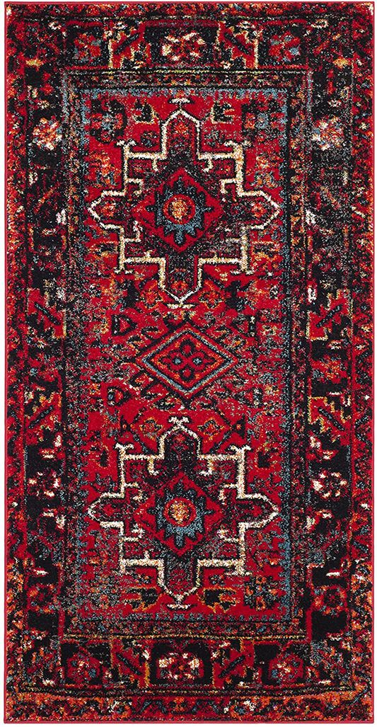 Safavieh Vintage Hamadan Collection VTH211A Oriental Traditional Persian Non-Shedding Stain Resistant Living Room Bedroom Area Rug, 2'7" x 5', Red / Multi