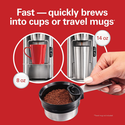 Hamilton Beach Scoop Single Serve Coffee Maker, Fast Brewing, Stainless Steel (49981A)