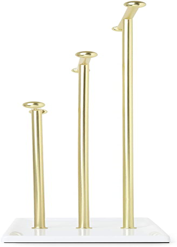 Umbra Trigem Hanging Jewelry Organizer Tiered Tabletop Countertop Free Standing Necklace Holder Display, 3, Brass/White