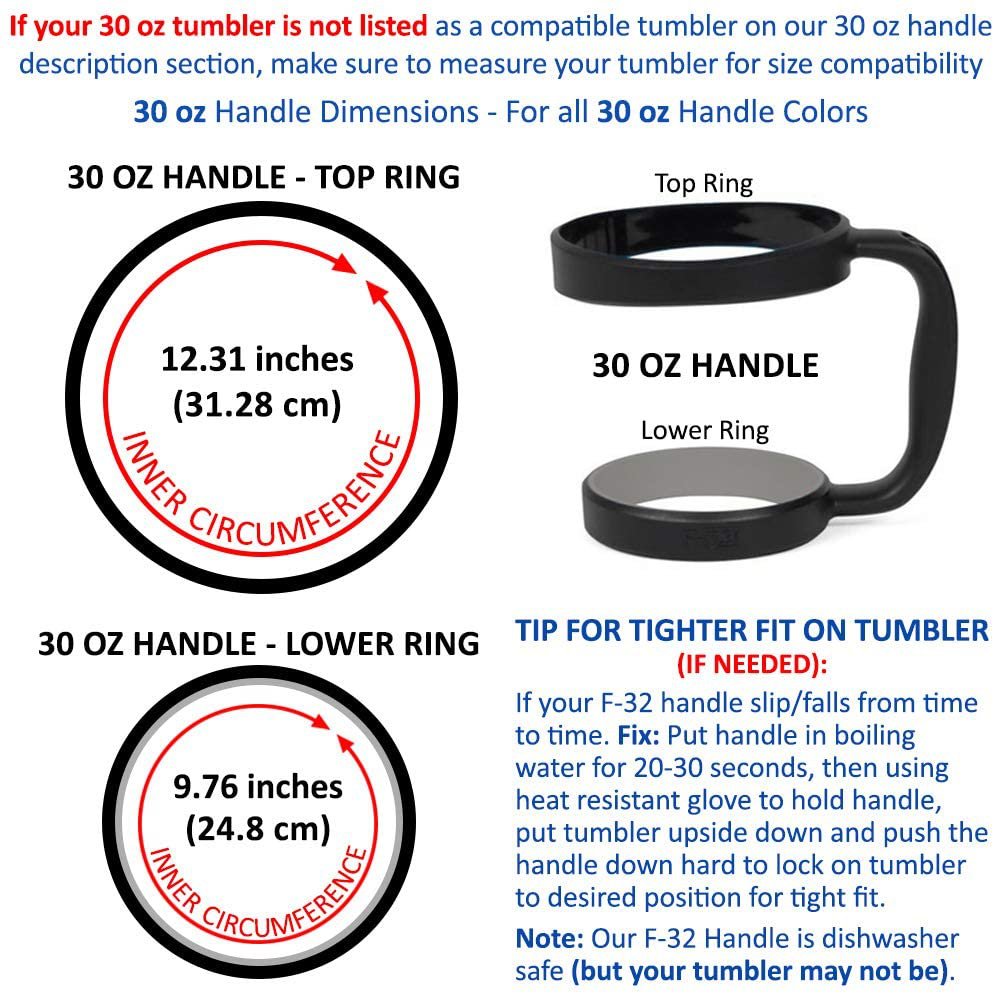 20oz or 30oz F-32 Beverage Handle Compatible with YETI, OZARK TRAIL, BEAST, RTIC 