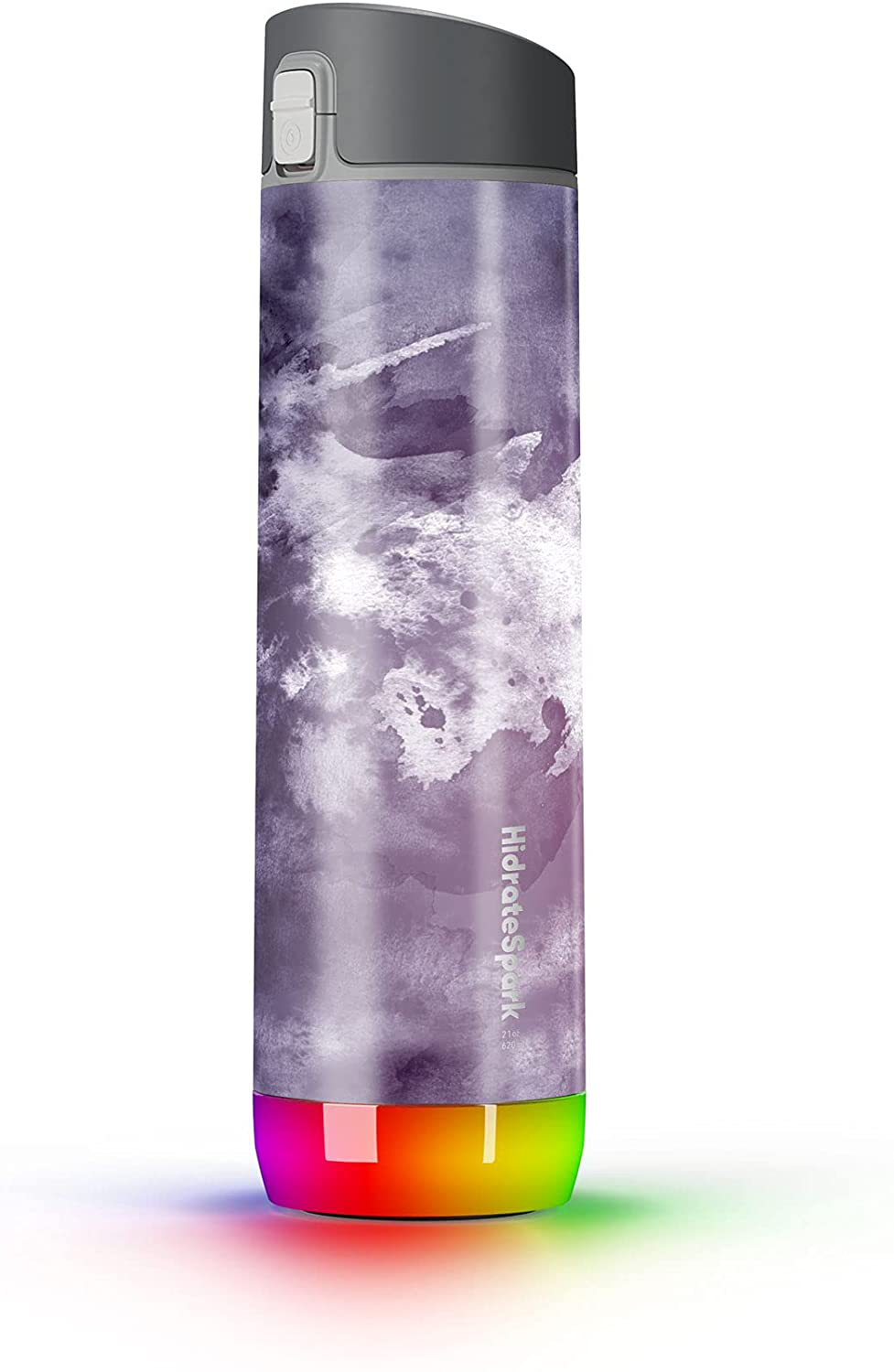 HidrateSpark STEEL Smart Water Bottle, Tracks Water Intake & Glows to Remind You to Stay Hydrated - Chug Lid