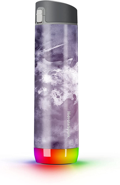 HidrateSpark STEEL Smart Water Bottle, Tracks Water Intake & Glows to Remind You to Stay Hydrated - Chug Lid