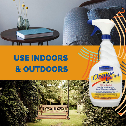 ORANGE GUARD Home Pest Control Spray - Kills and Repels Ants, Roaches, Fleas and More - Water Based Indoor/Outdoor Natural Organic Formula - 32 fl oz