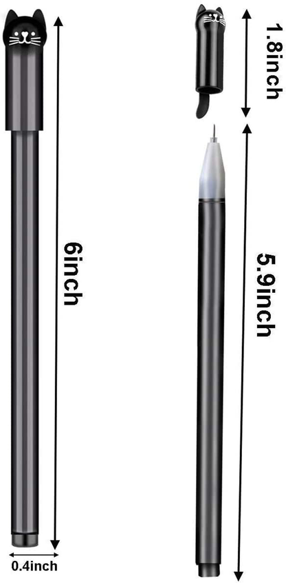 Sencoo 12 pack Black Cute Cat Pens 0.5mm Japanese Kawaii Gel Pens Ball Point Pens for School Office Supplies