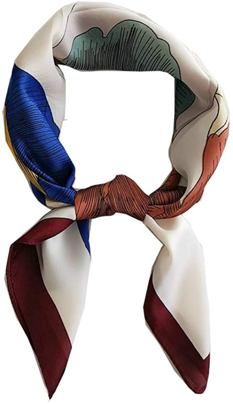 FONYVE Silk Feeling Scarf Medium Square Satin Head Scarf for Women 27.5 × 27.5 inches