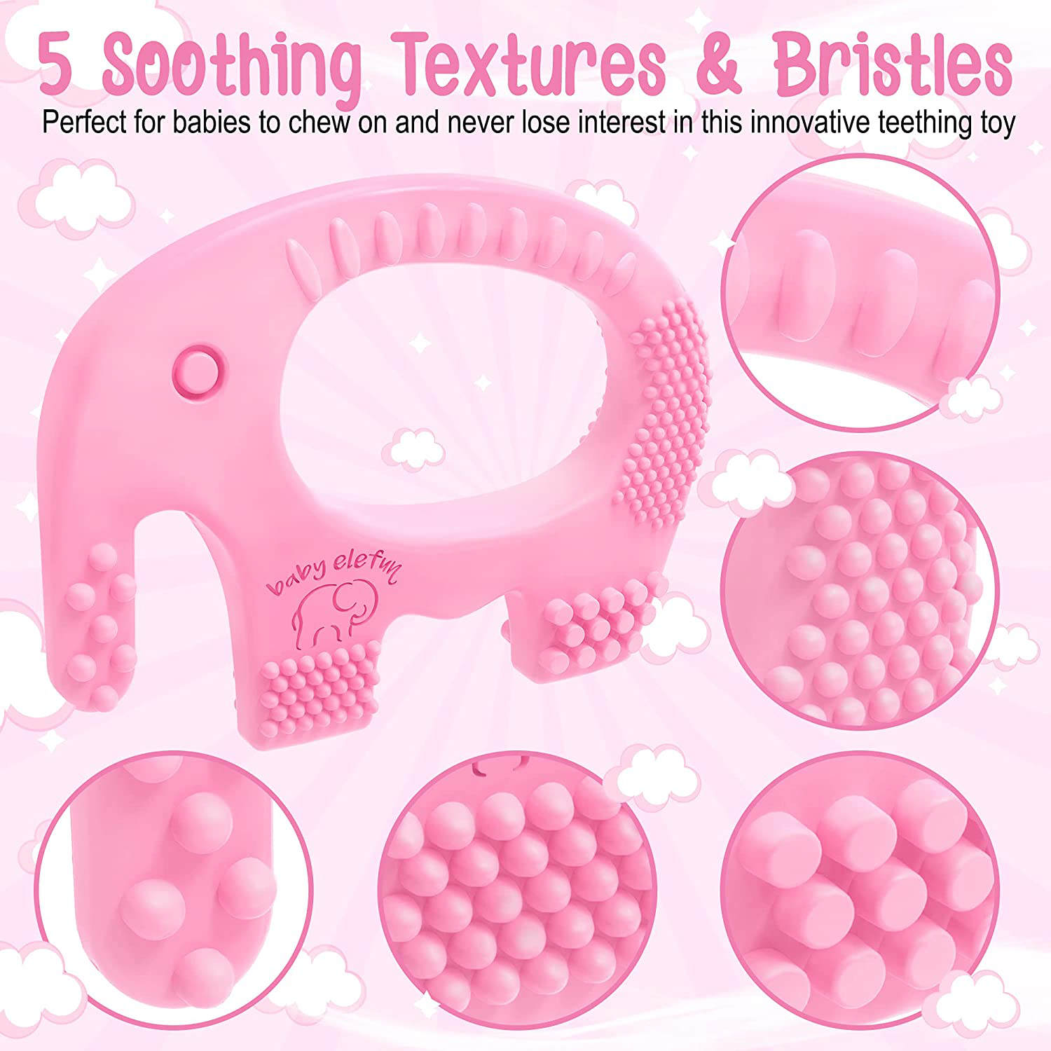 Teether Easy to Hold BPA Free Silicone Elephant 