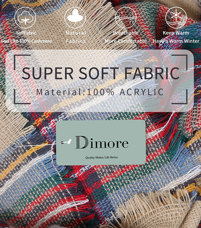 Trendy Plaid Blanket Scarf Women Big Oversized Long Scarves Warm Winter Tartan Checked Shawl Wrap Scarf Gift