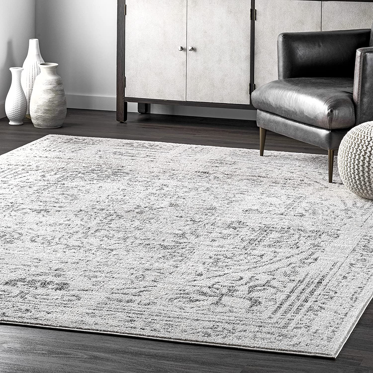nuLOOM Arlena Vintage Area Rug, 6' Square, Grey