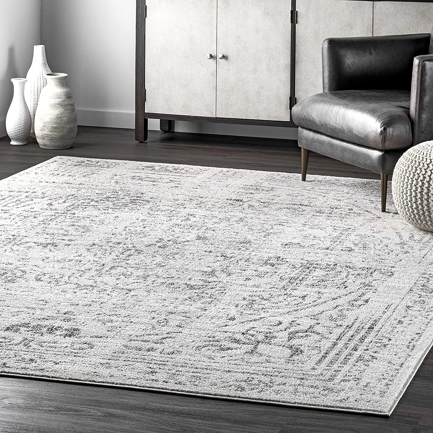nuLOOM Arlena Vintage Area Rug, 6' Square, Grey