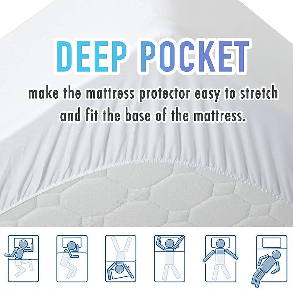 MATBEBY Bedding Quilted Fitted King Mattress Pad Cooling Breathable Fluffy Soft Mattress Pad Stretches up to 21 Inch Deep, King Size, White, Mattress Topper Mattress Protector
