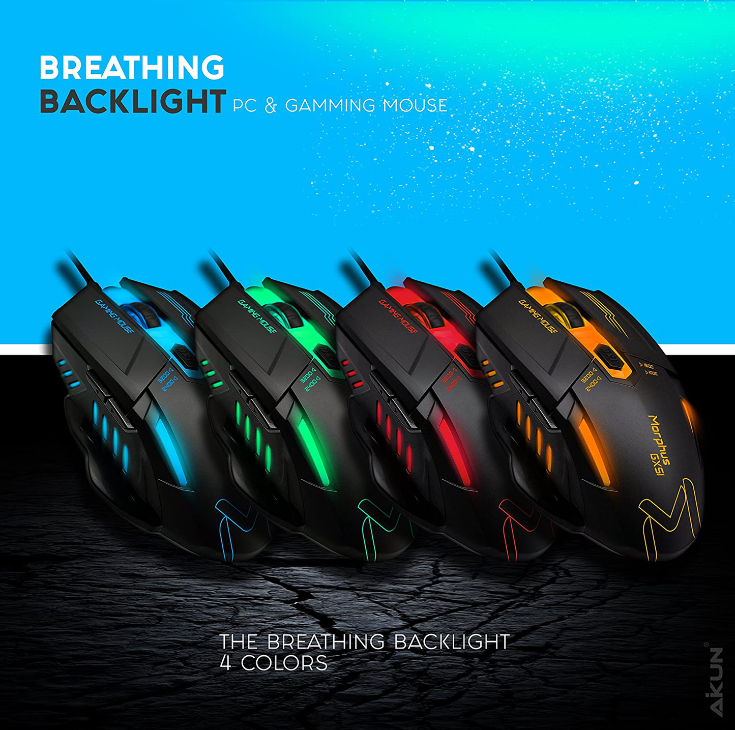 Gaming Mouse Wired, 4 Adjustable DPI Levels, 7 Circular & Breathing LED Light Wired Mouse Used for Games and Office Laptop, PC, Mac