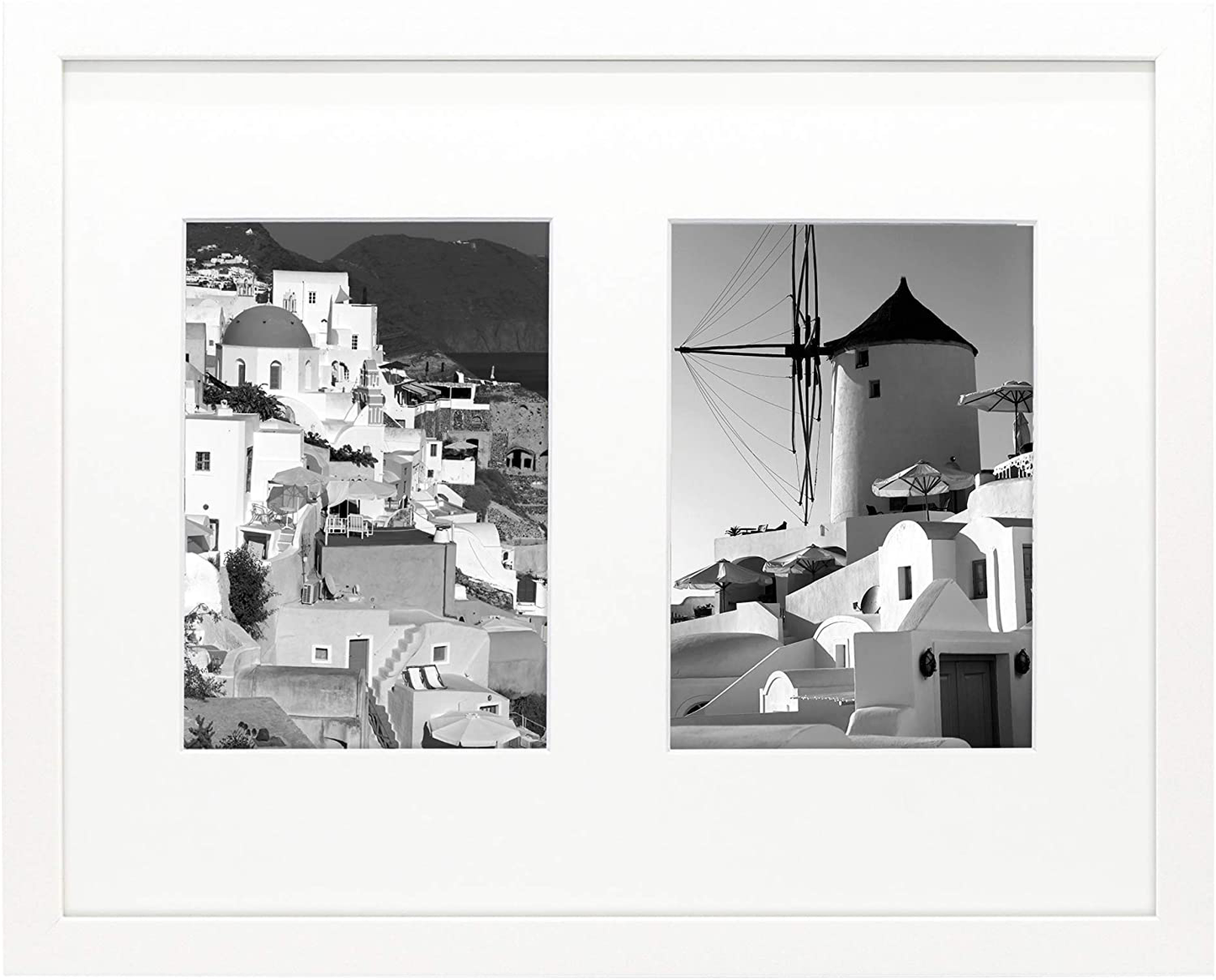 Golden State Art, 11x14 Black Photo Wood Collage Frame with Real Glass and White Mat displays (2) 5x7 Pictures