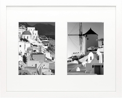 Golden State Art, 11x14 Black Photo Wood Collage Frame with Real Glass and White Mat displays (2) 5x7 Pictures