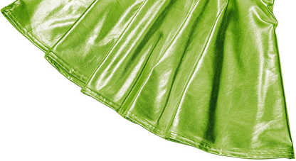 Urban CoCo Women's Shiny Flared Pleated Mini Skater Skirt