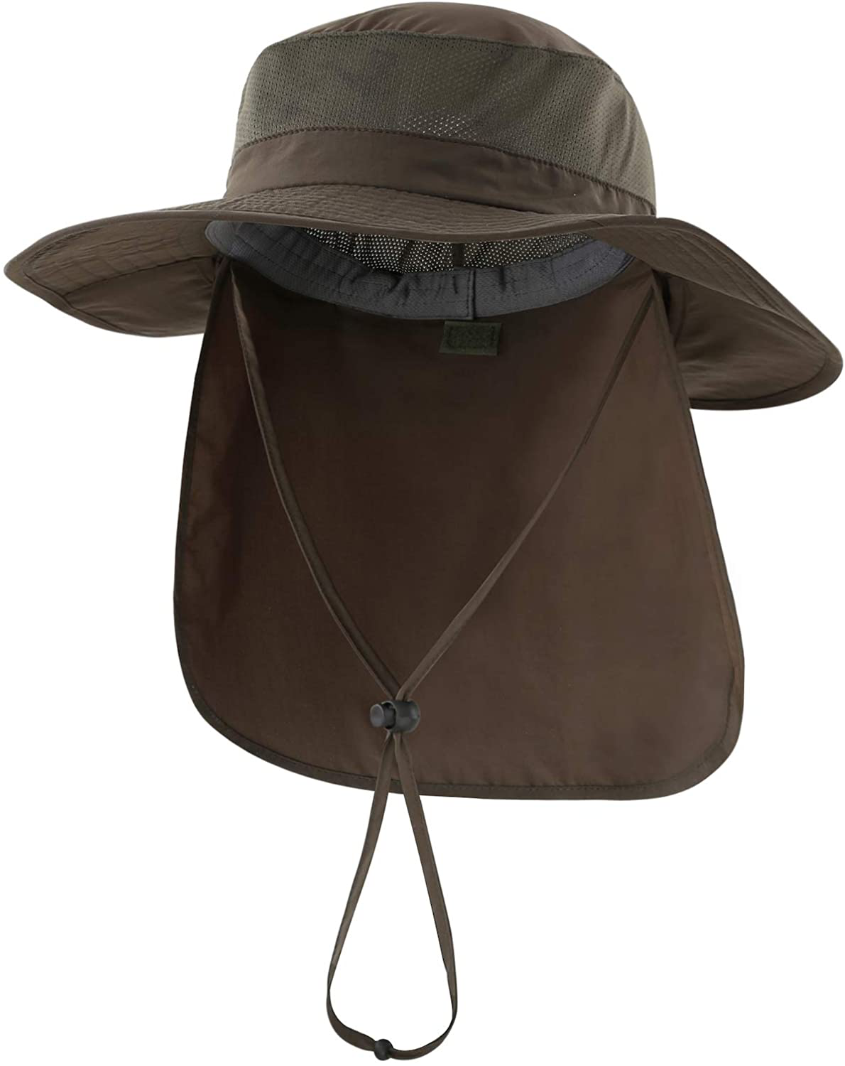 Outdoor UPF50+ Mesh Sun Hat Wide Brim Fishing Hat with Neck Flap