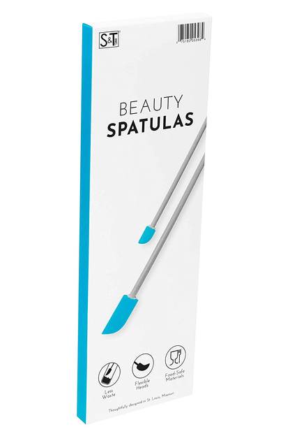 S&T INC. Beauty Spatulas, 2 Piece Set, Large and Small Sizes for Beauty and Kitchen, Black/Pink