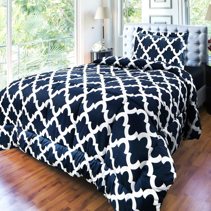 Printed Down Brushed Microfiber Bedding Comforter With Pillow Sham Set