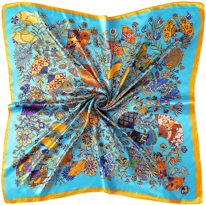 35" Square Silk Like Head Scarf - Women's Fashion Silk Feeling Scarf
