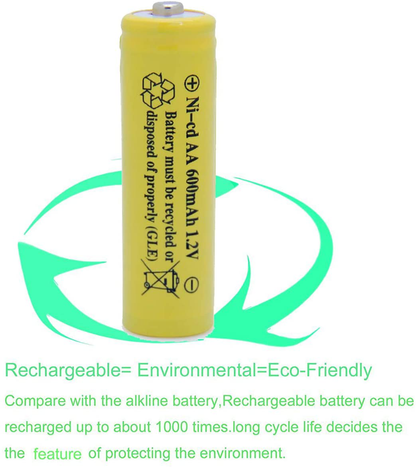 QBLPOWER Solar Light 1.2V AA Ni-CD 600mAh 2A Rechargable Batteries Cell for Garden/Lawn/Sidewalk Lamp (12 Pack AA Yellow)