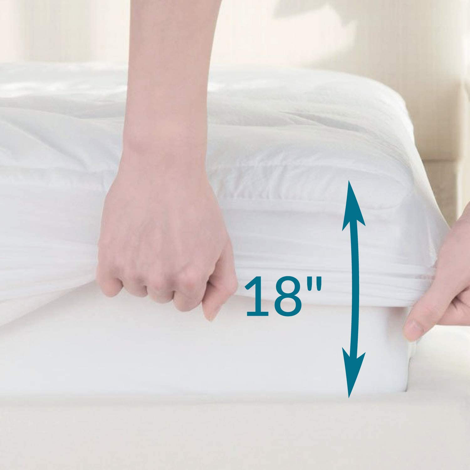 Bedsure Short Queen Mattress Pad Deep Pocket - Quilted Mattress Cover for Short Queen Bed PillowTop Mattress Protector, Fitted Sheet Mattress Cover, 60x75 inches, White