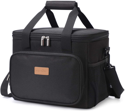 Lifewit Large Lunch Bag 24-Can (15L) Insulated Lunch Box Soft Cooler Cooling Tote for Adult Men Women, Black