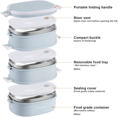Bento Box Adult Lunch Box, Slaipo Leak-proof Lunch Box Containers Insulated Lunch Bag Fork Spoon, Portable Stackable Food Container Storage Boxes for Work School Camping, 3 Tiers…
