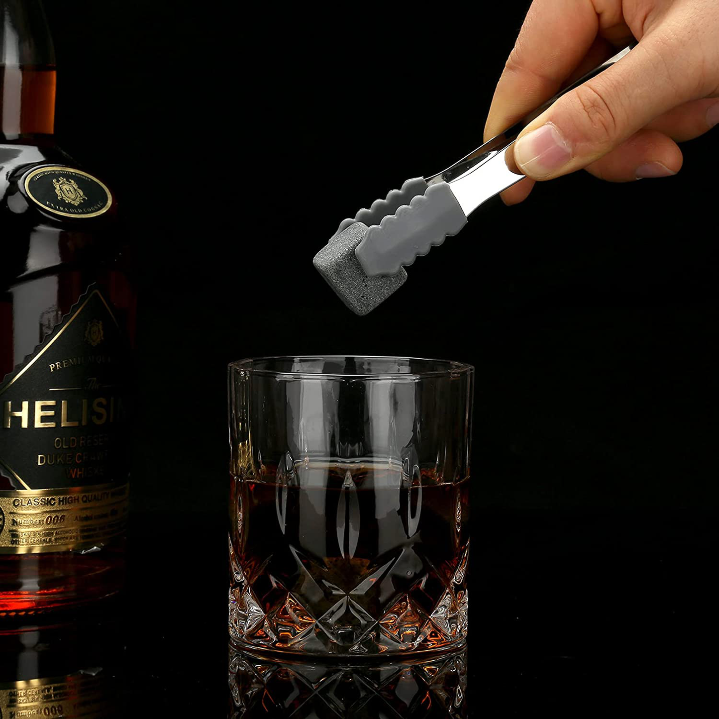 Whiskey Stones Gift Set - Whiskey Glass Set of 2 - Stainless Steel Chilling Whiskey Cubes - Scotch Bourbon Whiskey Glass Gift Box Set - Best Drinking Gift for Men Dad Husband Birthday Holiday Present