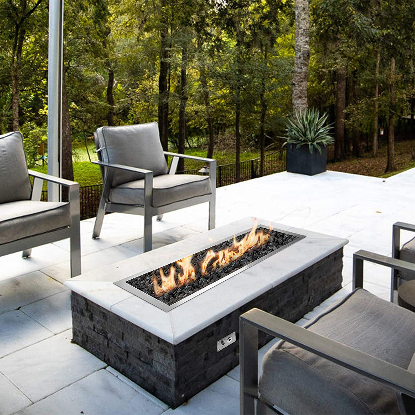 Stanbroil 36 x 6 inch Linear Drop-in Fire Pit Pan with Spark Ignition Kit Natural Gas Version, Rated for up to 65,000 BTU’s