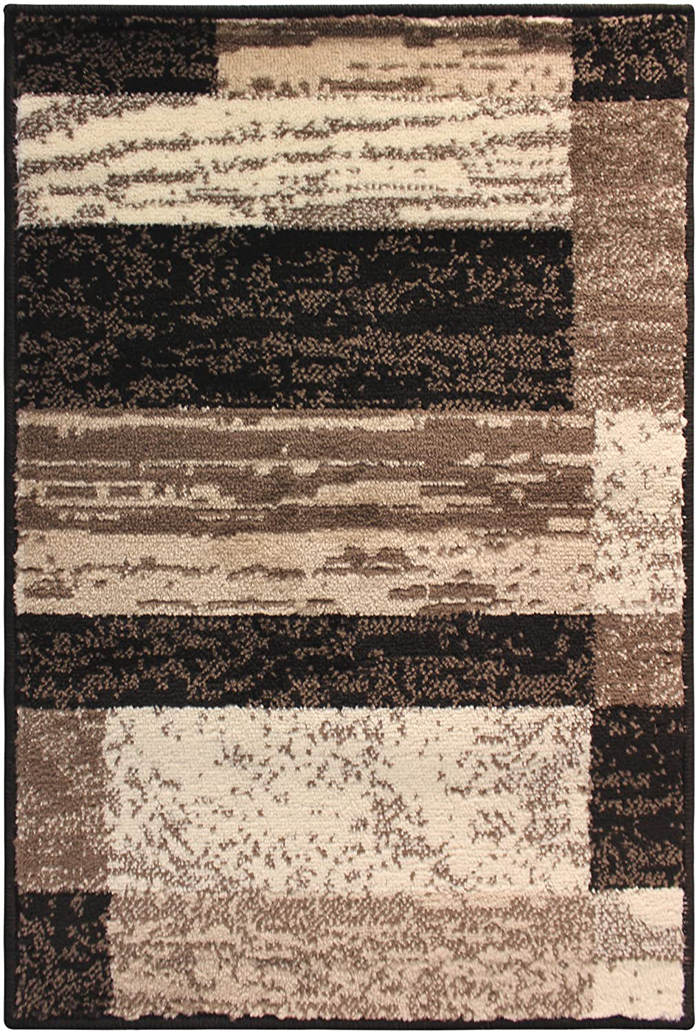 SUPERIOR Rockwood Modern Geometric Patchwork Polypropylene Indoor Area Rug or Runner with Jute Backing, 2'6" X 10', Light Blue-Ivory
