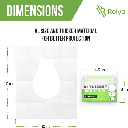 Toilet Seat Covers Paper Flushable (50 Pack) - XL Flushable Paper Toilet Seat Covers for Adults and Kids Potty Training, 100% Biodegradable - Travel Accessories for Public Restrooms, Airplane, Camping