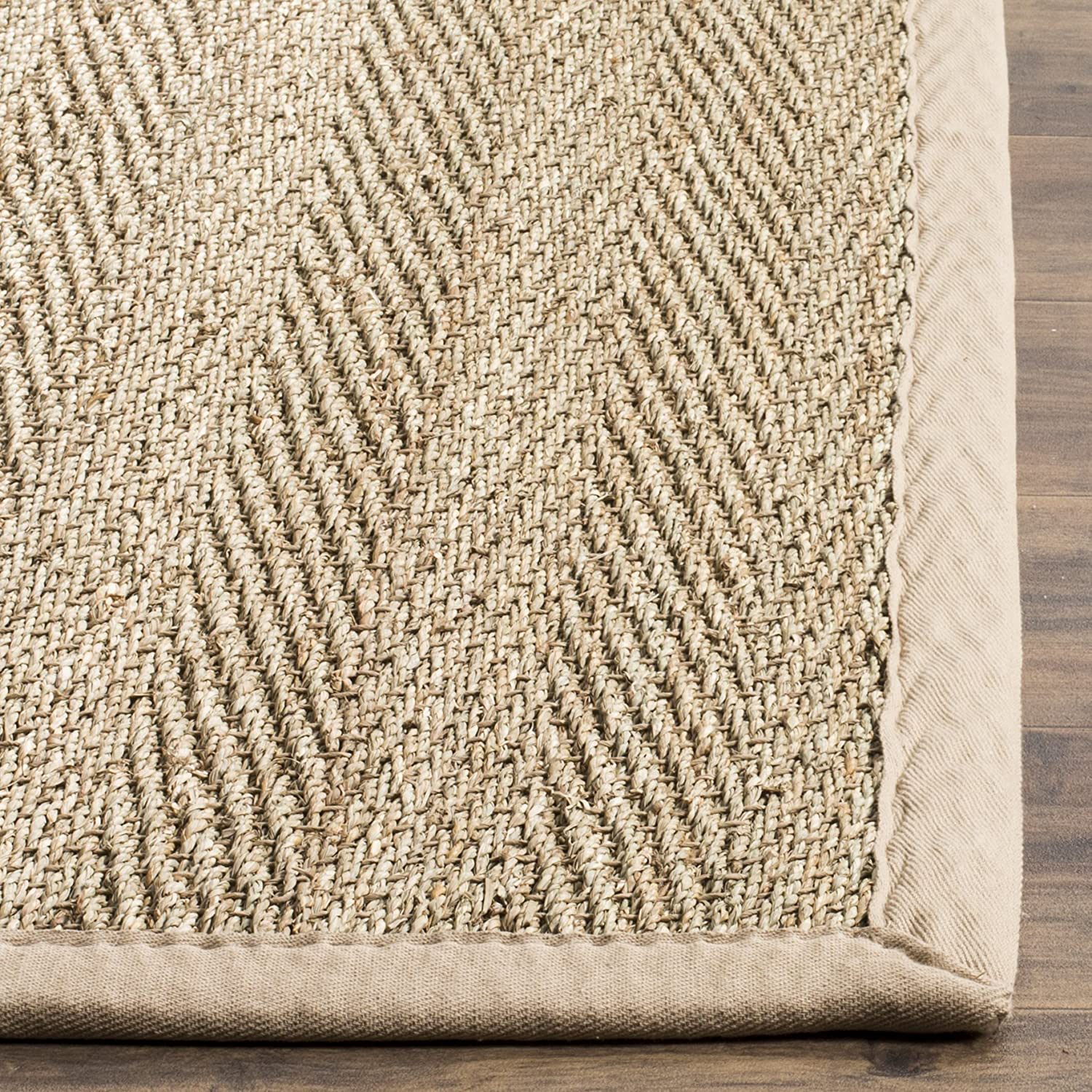 Safavieh Natural Fiber Collection NF115E Border Herringbone Seagrass Accent Rug, 2'6" x 4', Blue