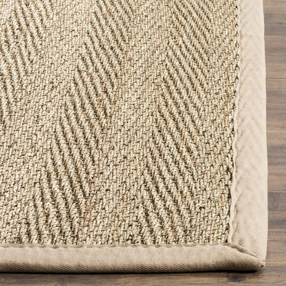 Safavieh Natural Fiber Collection NF115E Border Herringbone Seagrass Accent Rug, 2'6" x 4', Blue