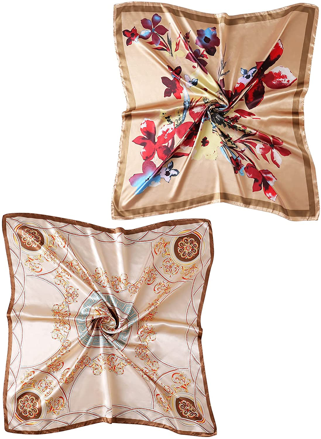 35" Square Silk Like Head Scarf - Women's Fashion Silk Feeling Scarf