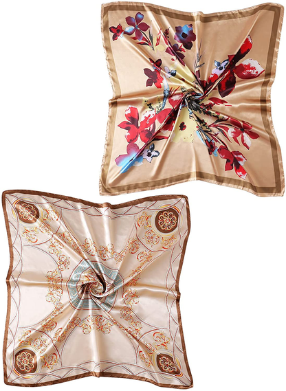 35" Square Silk Like Head Scarf - Women's Fashion Silk Feeling Scarf