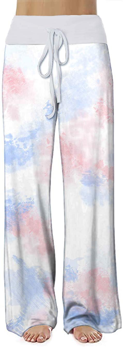 Women's Comfy Stretch Drawstring Palazzo Wide Leg Lounge Pants