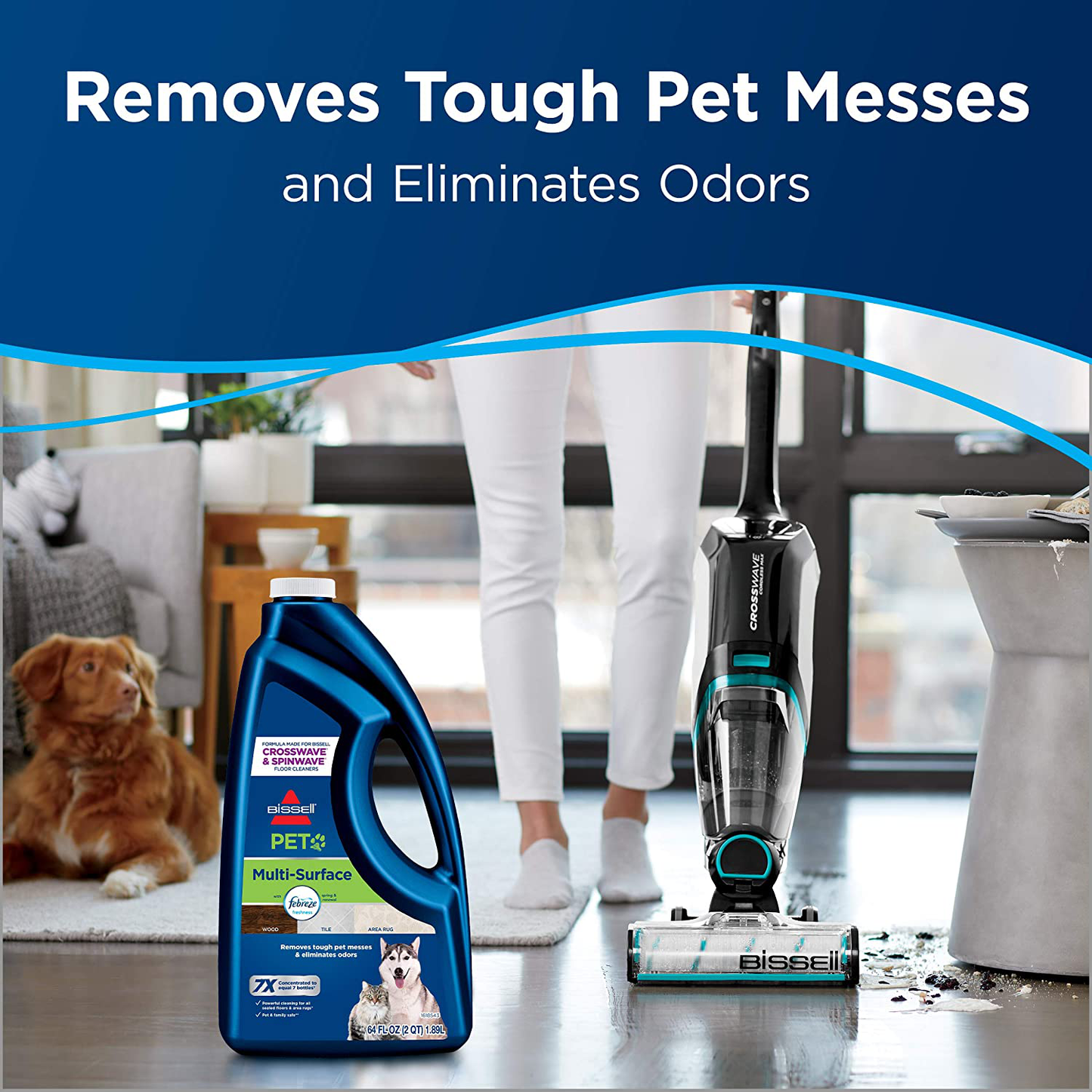 BISSELL Pet Multi-Surface Febreze Freshness for Crosswave and Spinwave (64 oz), 22951, 64 Ounce, 64 Fl Oz