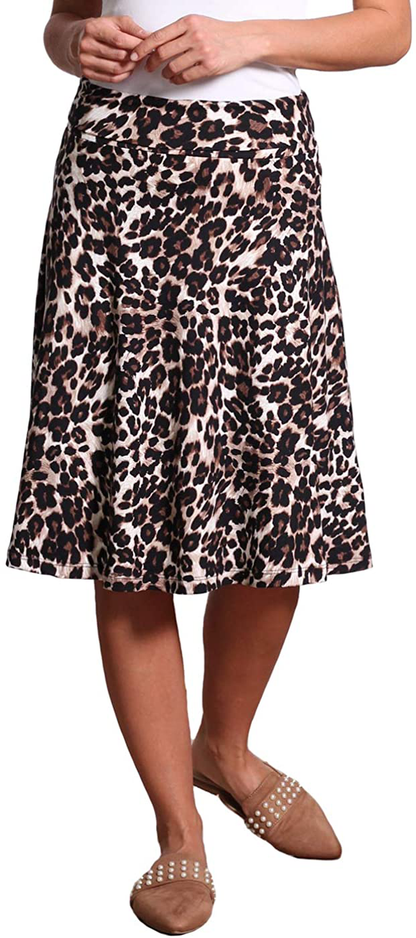 Popana Womens Casual Knee Length A-Line Stretch Midi Skirt Plus Size Made in USA
