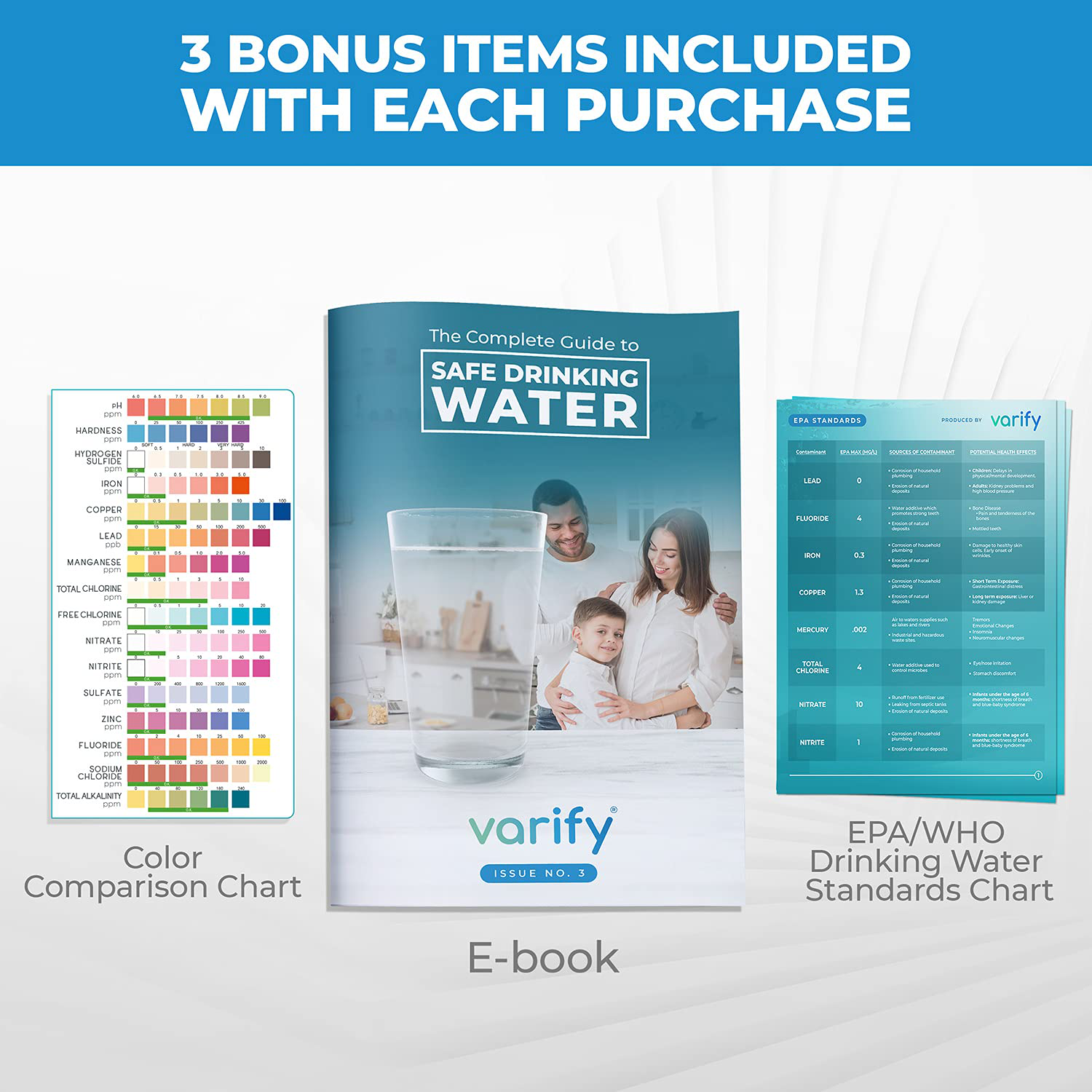 17 in 1 Premium Drinking Water Test Kit - 100 Strips + 2 Bacteria Tests - Home Water Quality Test - Well and Tap Water - Easy Testing for Lead, Bacteria, Hardness, Fluoride, pH, Iron, Copper and more!