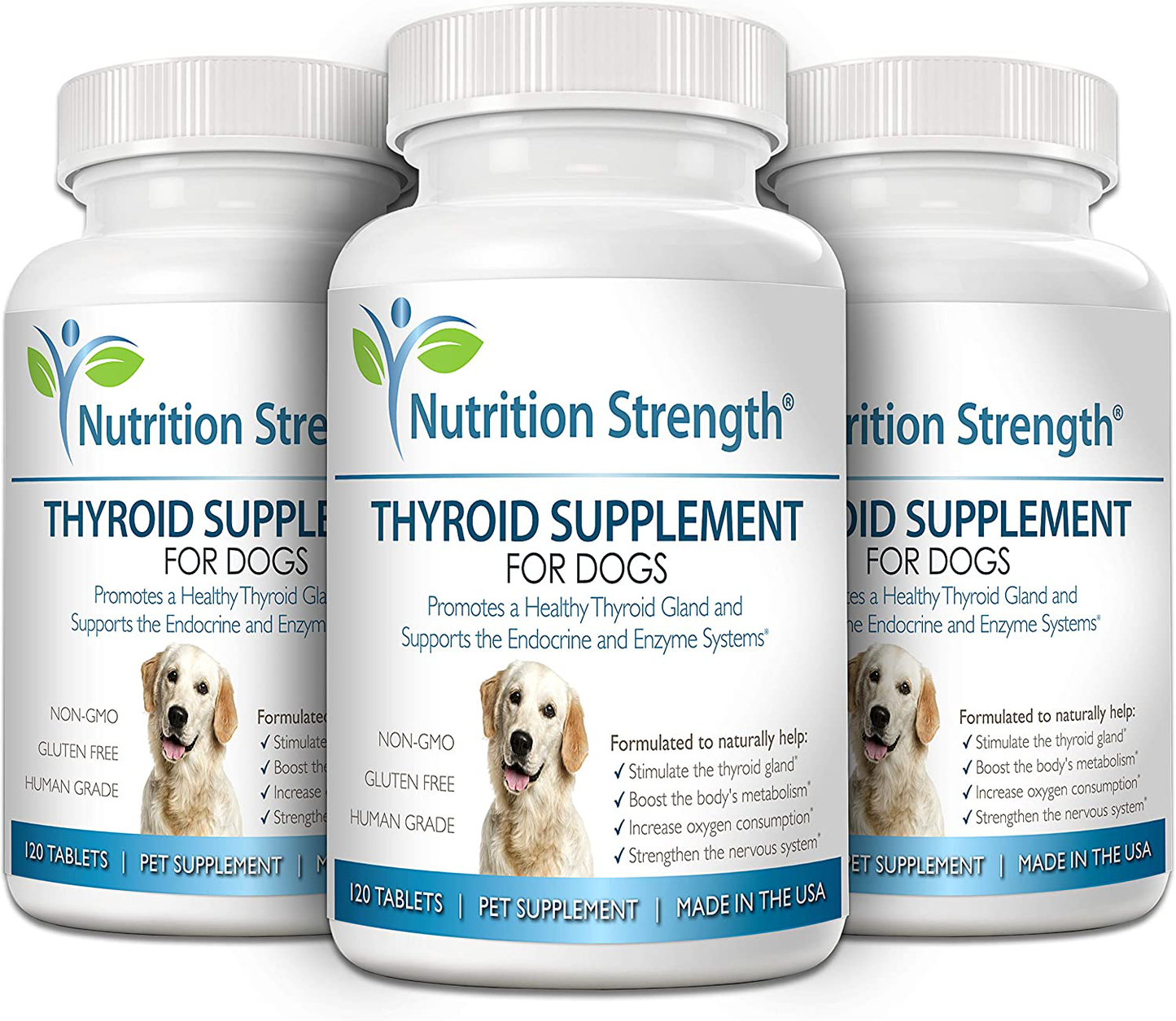 Nutrition Strength Thyroid Supplement for Dogs, Support for Hypothyroidism in Dogs with Organic Bladderwrack, Promotes Normal Function of Endocrine and Enzyme Systems, 120 Chewable Tablets