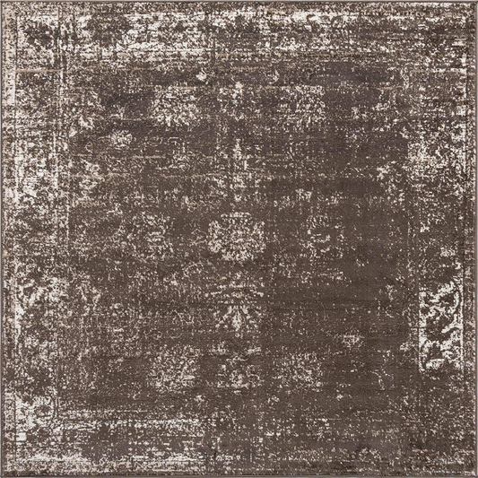 Unique Loom Sofia Collection Area Traditional Vintage Rug, French Inspired Perfect for All Home Décor, 6' 0 x 6' 0 Square, Brown/Ivory