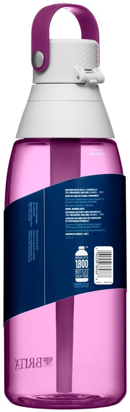 Brita Plastic Water Filter Bottle, Blush, 36 Ounce, 1 Count
