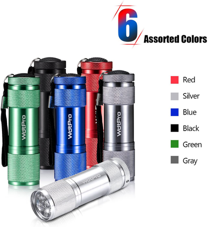 6 Pack LED Mini Flashlights, Super Bright Flashlight with Lanyard, Assorted Colors