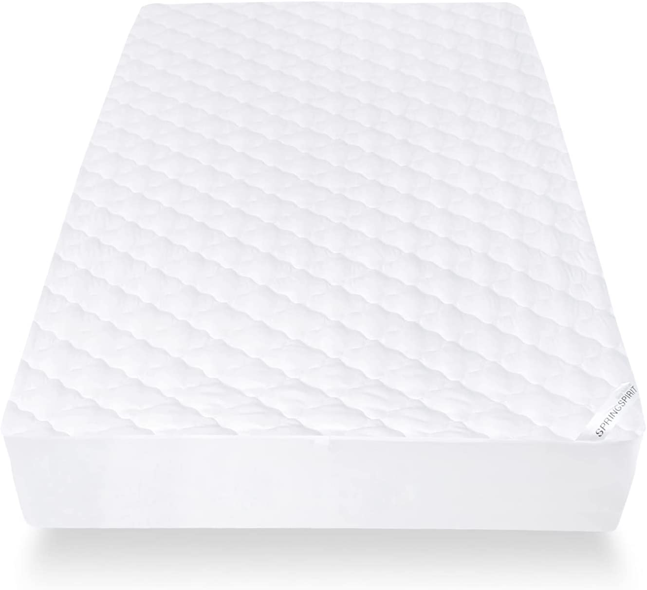 SPRINGSPIRIT King Size Waterproof Mattress Pad, Waterproof Mattress Pad Cover with Elastic Extra Long Skirt up to 18"- Ultra Soft Breathable Mattress Protector