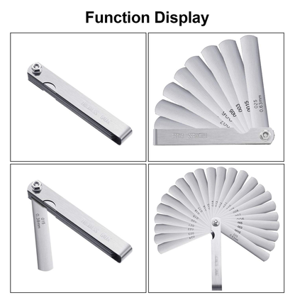 Stainless Steel Feeler Gauge Measuring Tool Dual Marked Metric and Imperial Gap Measuring (32 Blades,0.03-1 mm)