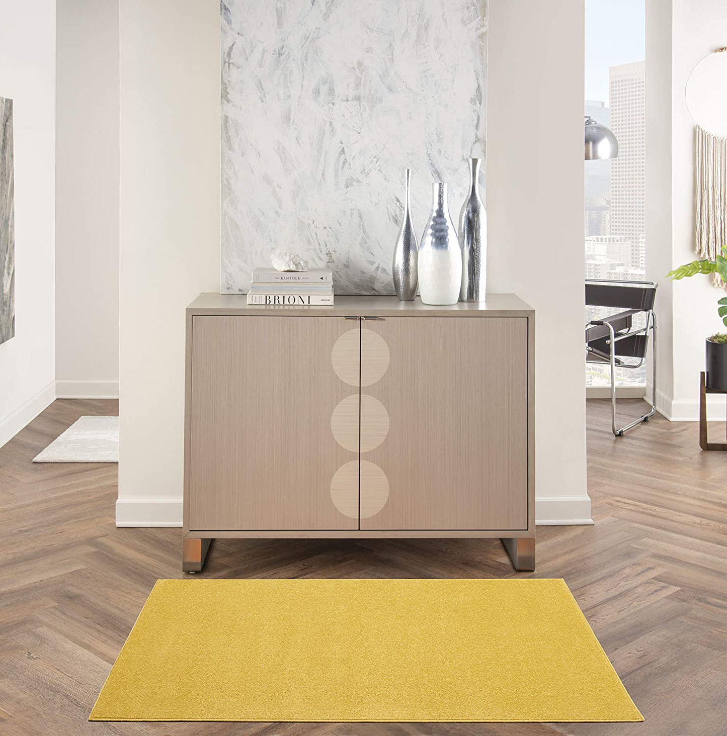 Nourison Essentials Solid Contemporary Yellow 3' X 5' Area Rug , 3' X 5'